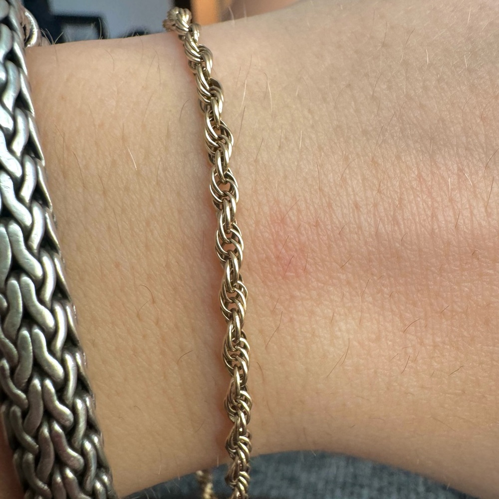 3.5g 10K Solid Yellow Gold Rope Chain Bracelet